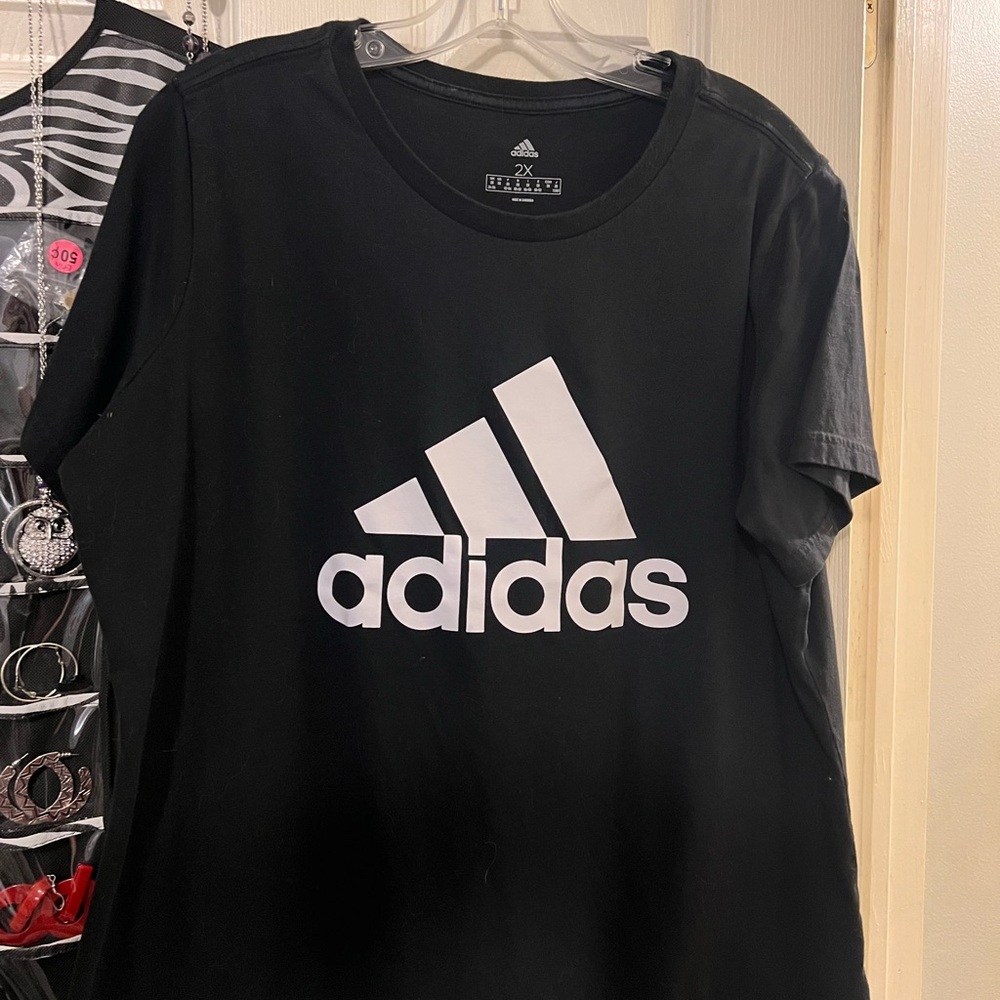 Adidas Black Tee with White Emblem
